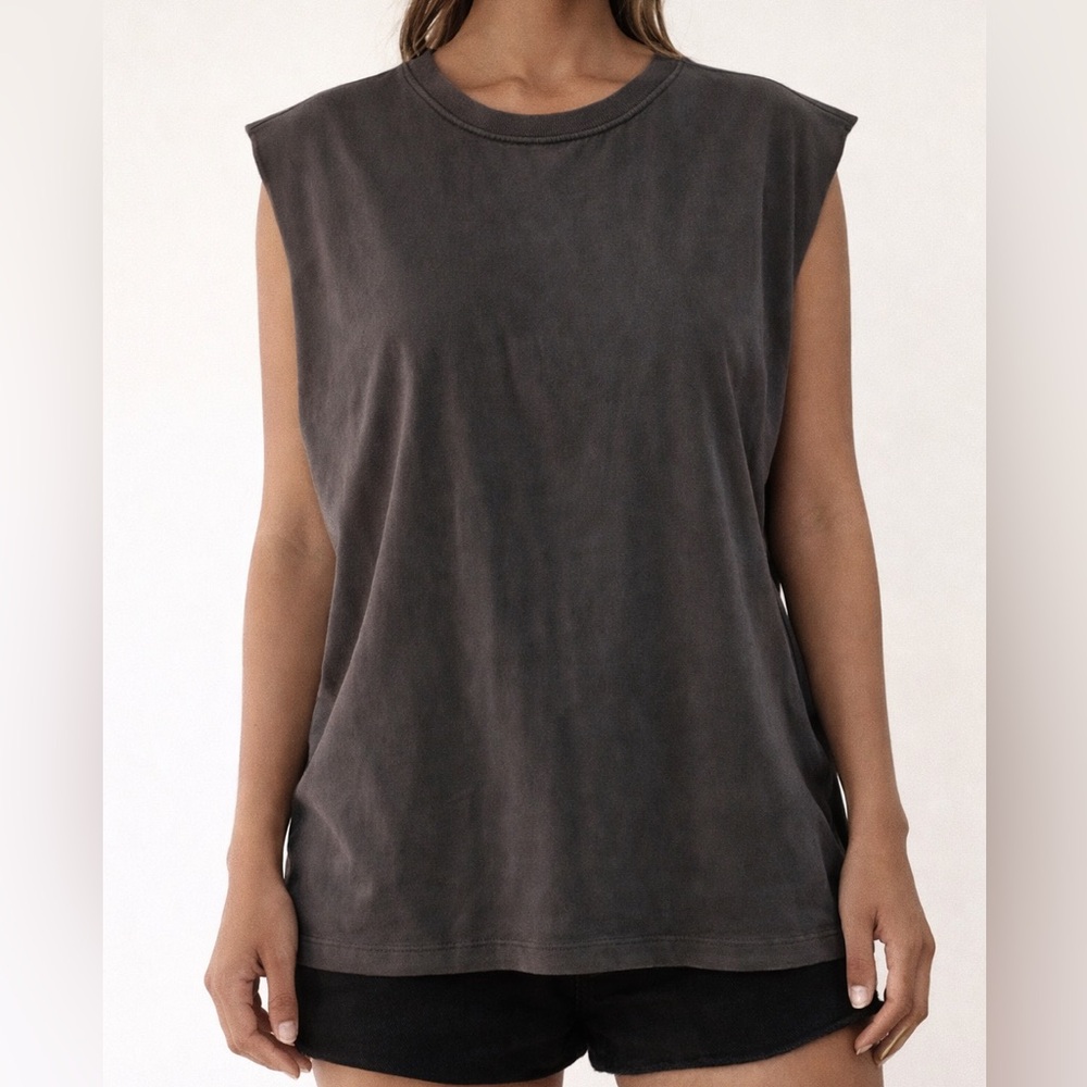 Aerie Cut Off Top Gray Distressed Sleeves Oversized Size M - Picture 1 of 7
